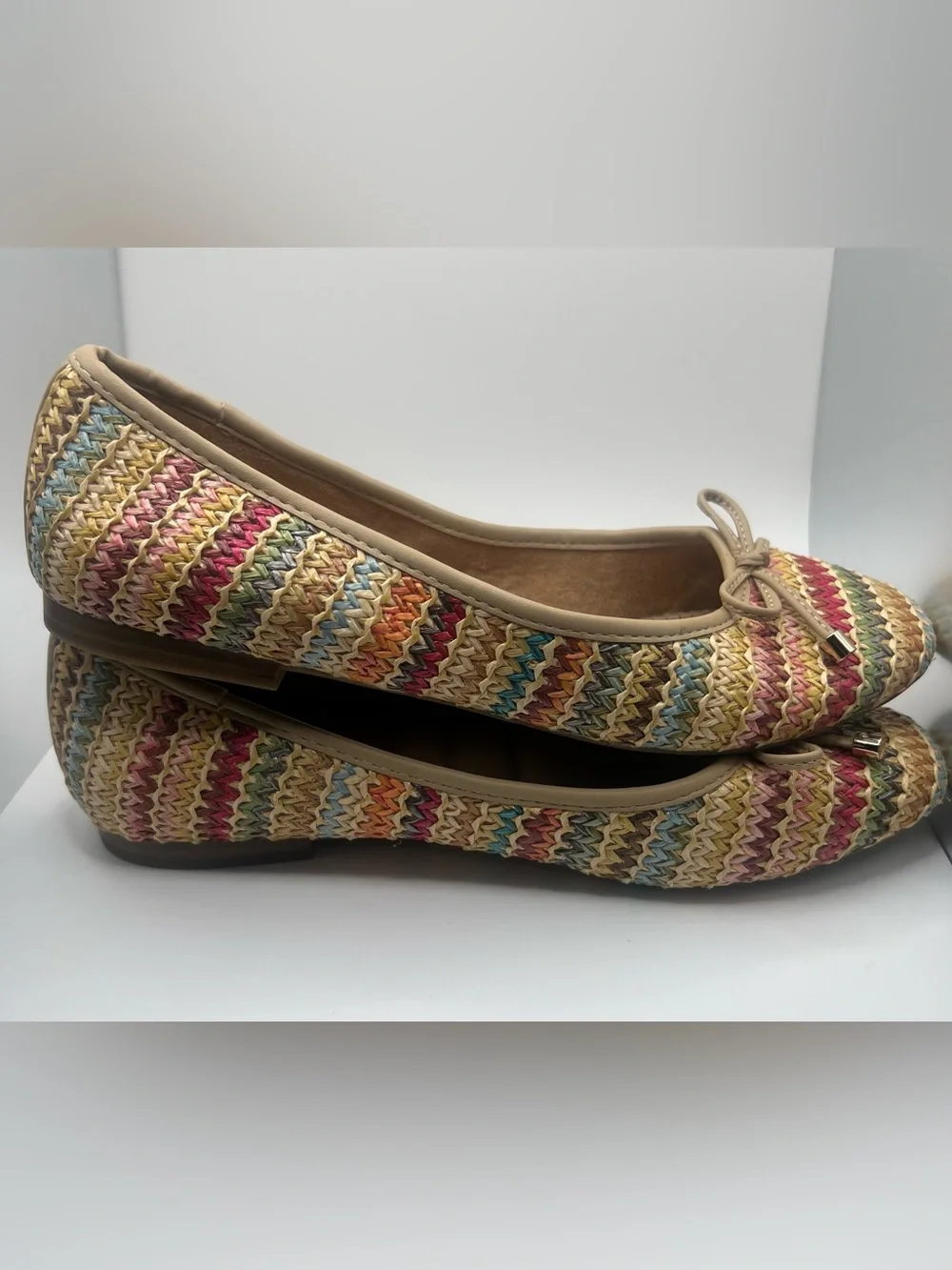 Joie Multicolor Woven Ballet Flats with Beige Trim